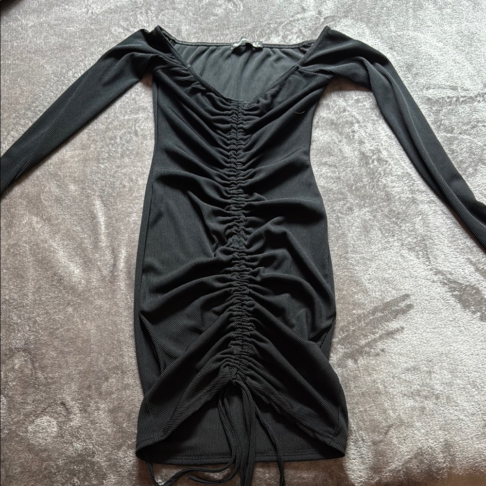 Elegant Black Ruched Dress